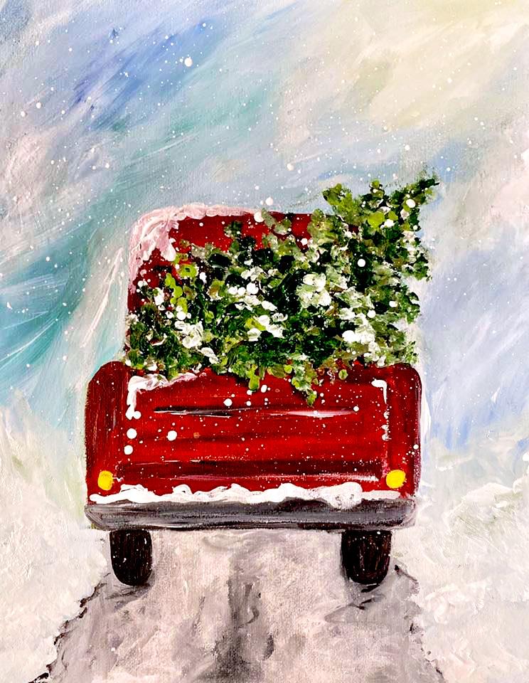 Red Truck & Tree Acrylic Painting Class