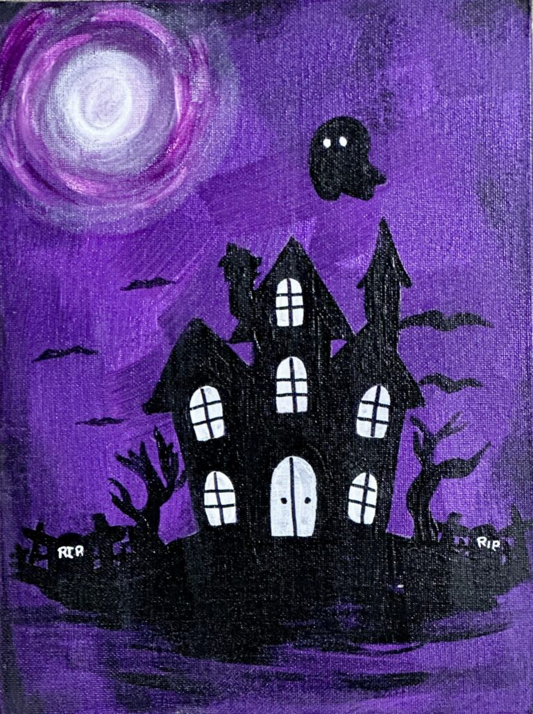 Haunted House Acrylic Painting Class at JLN Studio, Stevensville Michigan