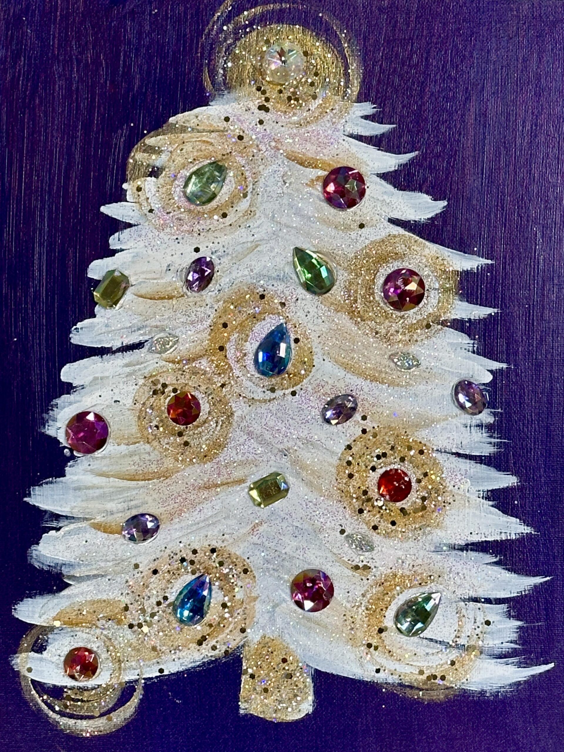 Sparkly White Tree Painting Class at JLN Studio, Stevensville Michigan
