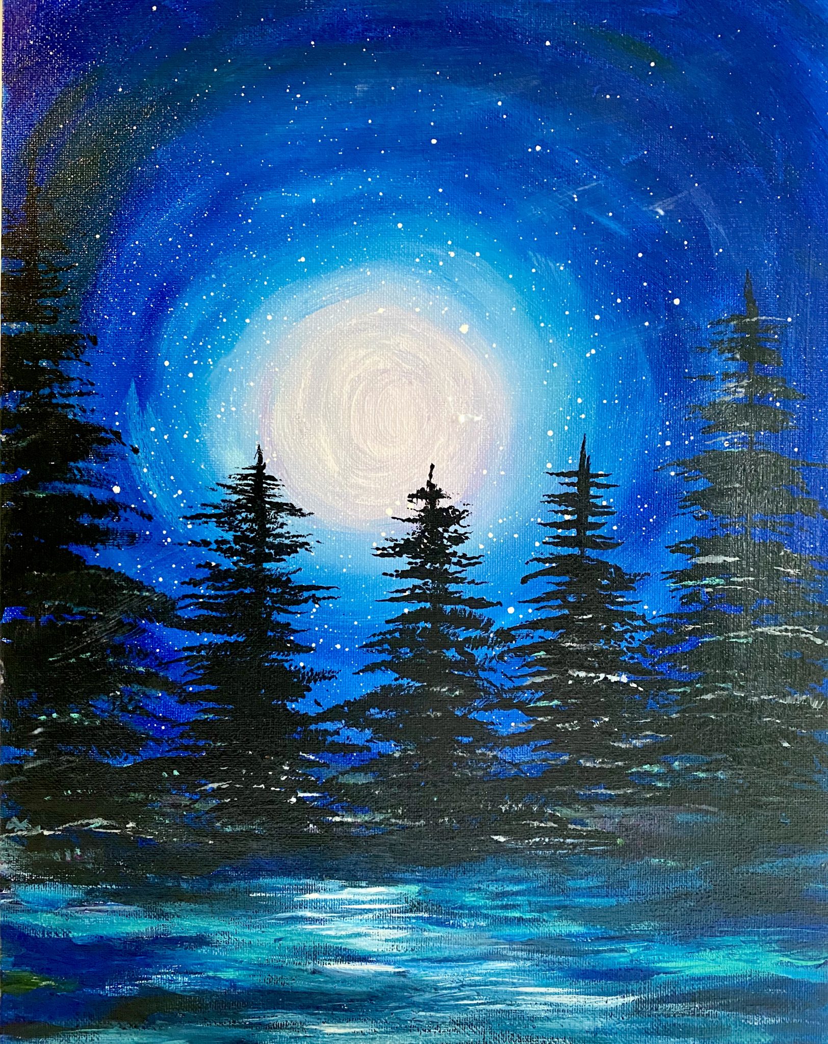 Night Sky Acrylic Painting Class at JLN Studio, Stevensville Michigan