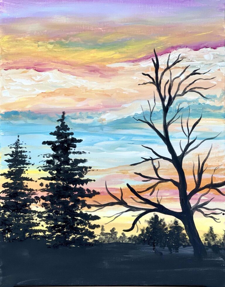 Morning Sky Acrylic Painting Class at JLN Studio, Stevensville Michigan
