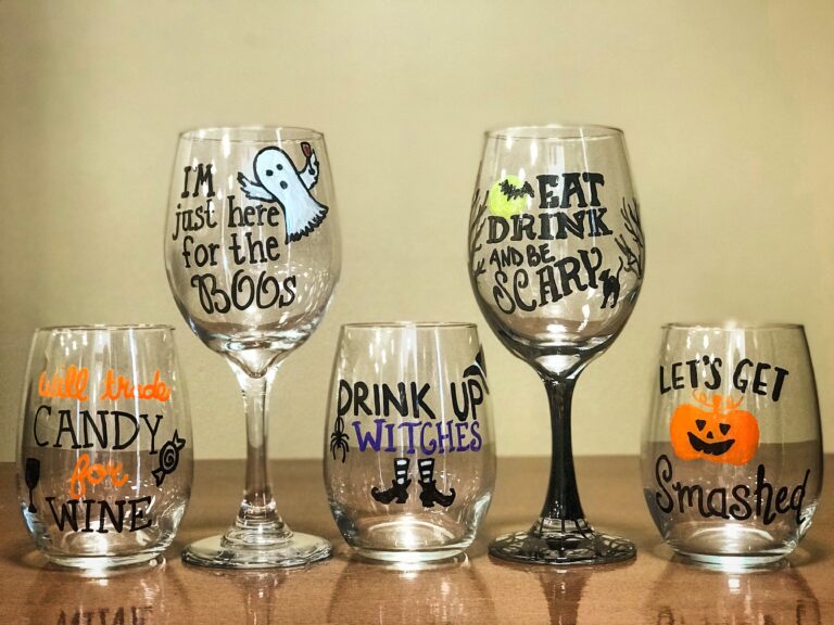 Halloween Wine Glass Painting at Lazy Ballerina Winery, St. Joseph Michigan