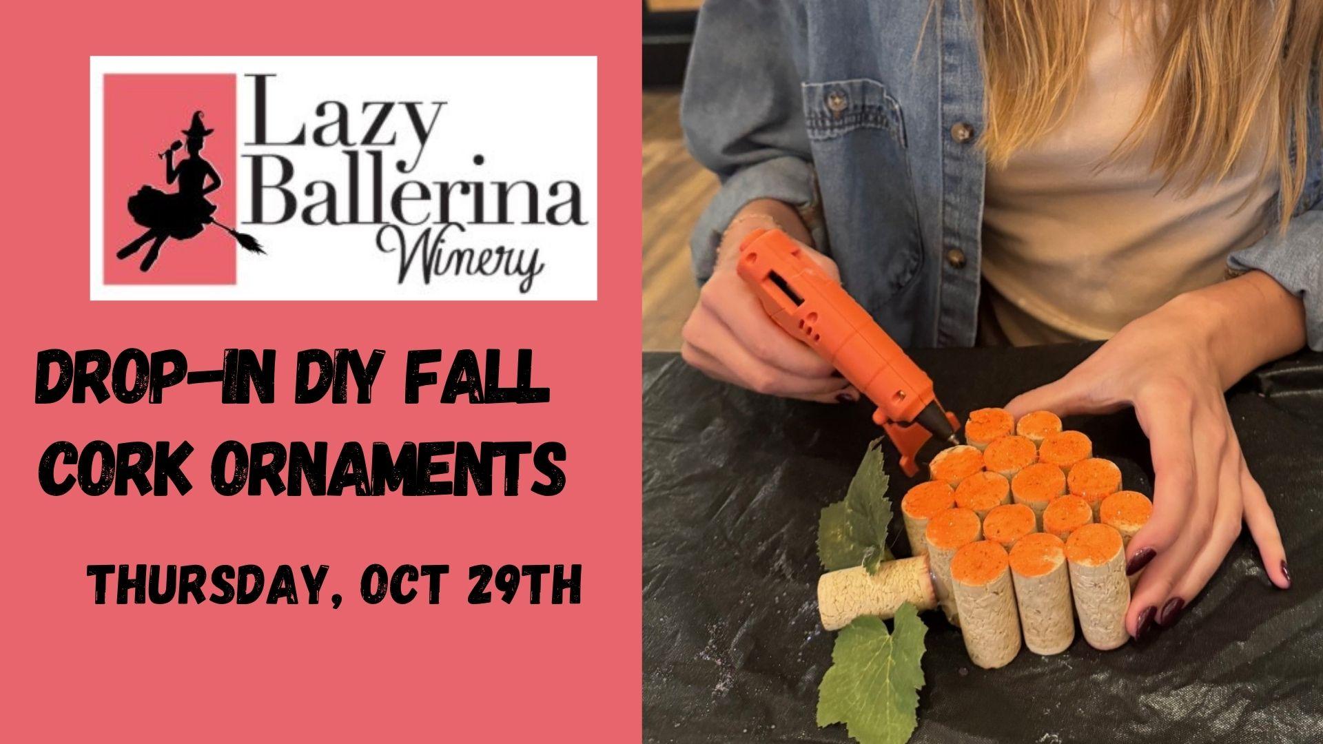 DIY Fall Cork Ornaments at Lazy Ballerina Winery, St. Joseph Michigan