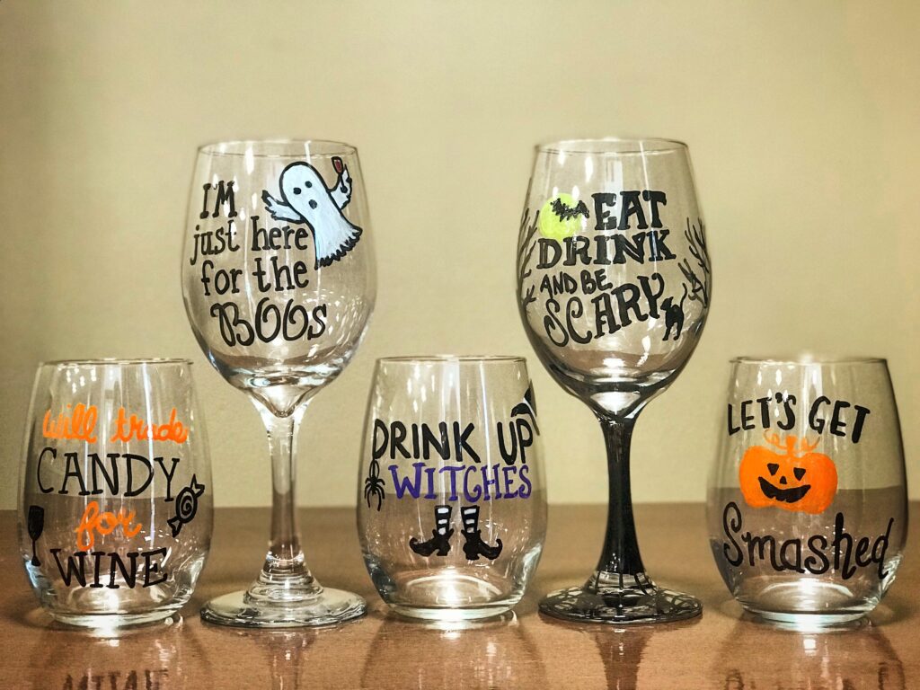 Halloween Wine Glass Painting at Lazy Ballerina Winery, St. Joseph Michigan