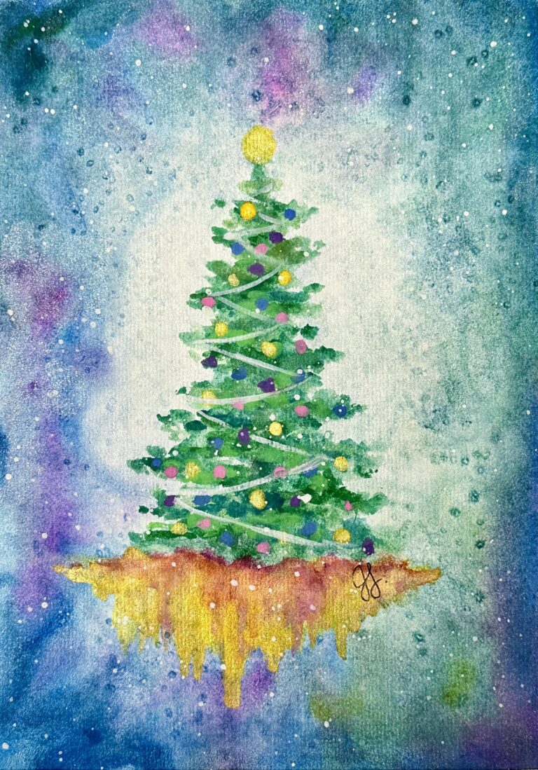 Watercolor Christmas Tree Class at JLN Studio, Stevensville Michigan