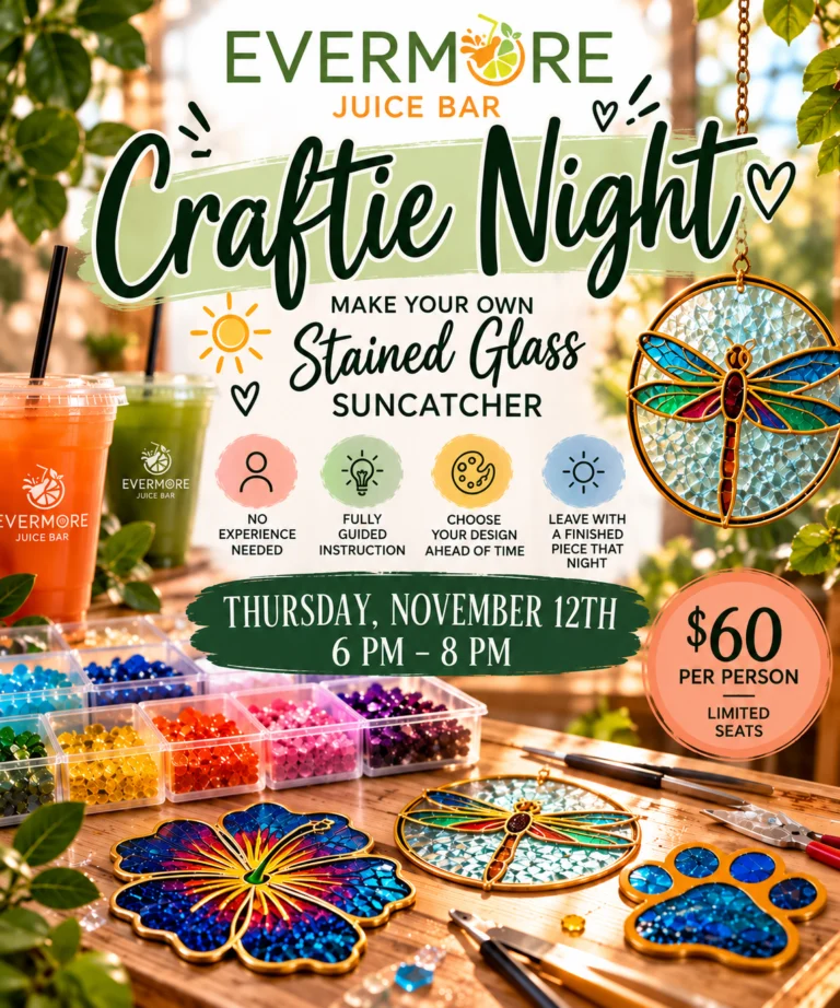 Evermore Craftie Night at Evermore Juice Bar, St. Joseph Michigan
