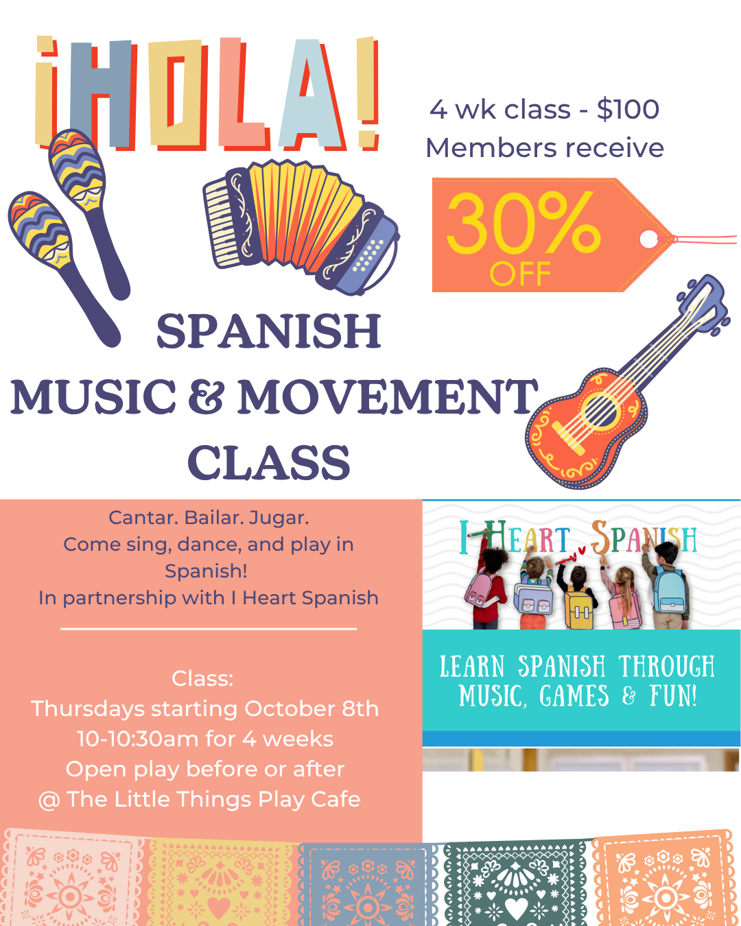 Spanish Music & Movement Class at The Little Things Play Cafe, Saint Joseph Michigan
