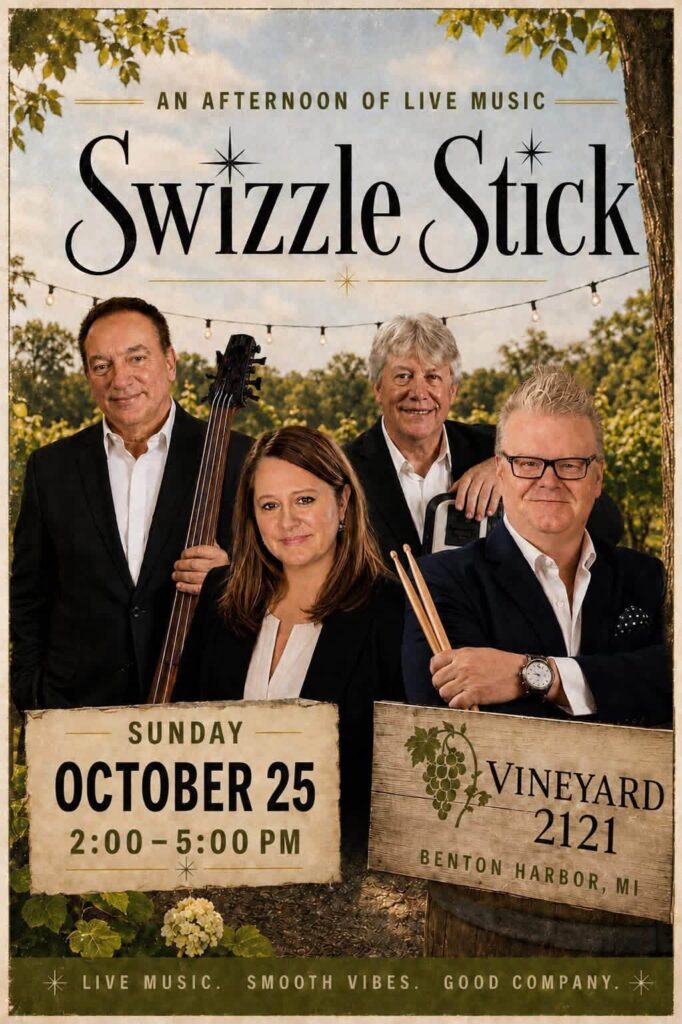Live Music with Swizzle Stick at Vineyard 2121, Benton Harbor Michigan